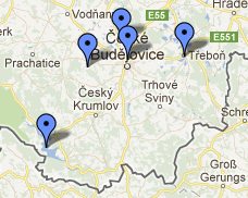 Surroundings Cesky Krumlov map